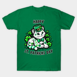 Shamrock Irish Cat Graphic Saint Patrick Day for Cat Lovers T-Shirt